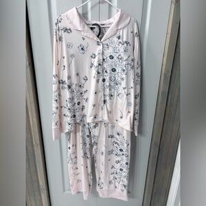Flora Nikrooz Pink and Black Floral 2pc Pajama Set size XXL EUC